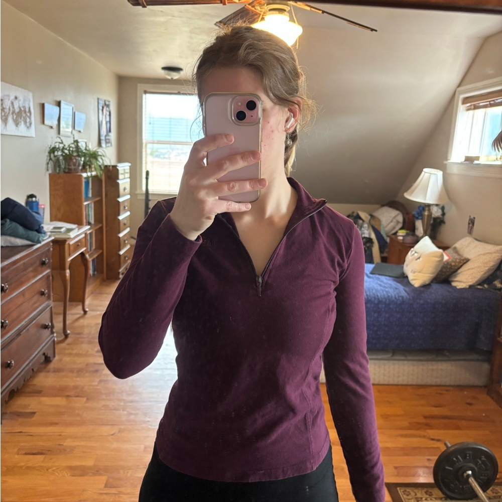Women’s Gap Long-Sleeve Quarter-Zip Top in Plum